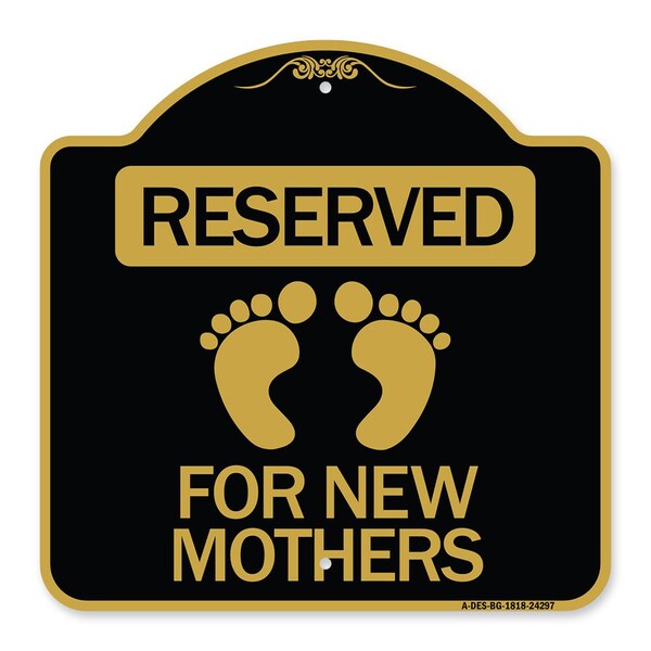 Signmission Blue Reserved Parking for New Mothers, Black & Gold Aluminum Sign, 18" x 18", BG-1818-24297 A-DES-BG-1818-24297 - main